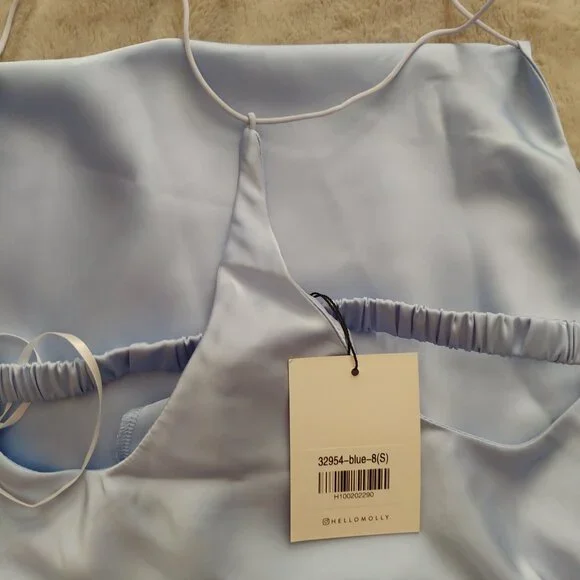 BRAND NEW Hello Molly baby blue satin mini dress size S/ US 4 - Picture 6 of 15